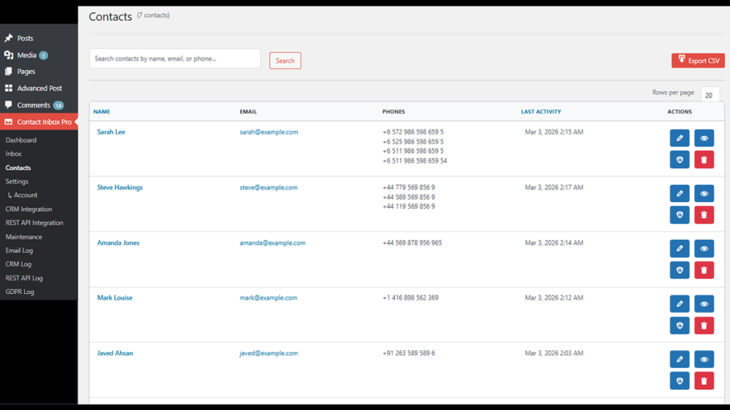 Contacts List Contacts List