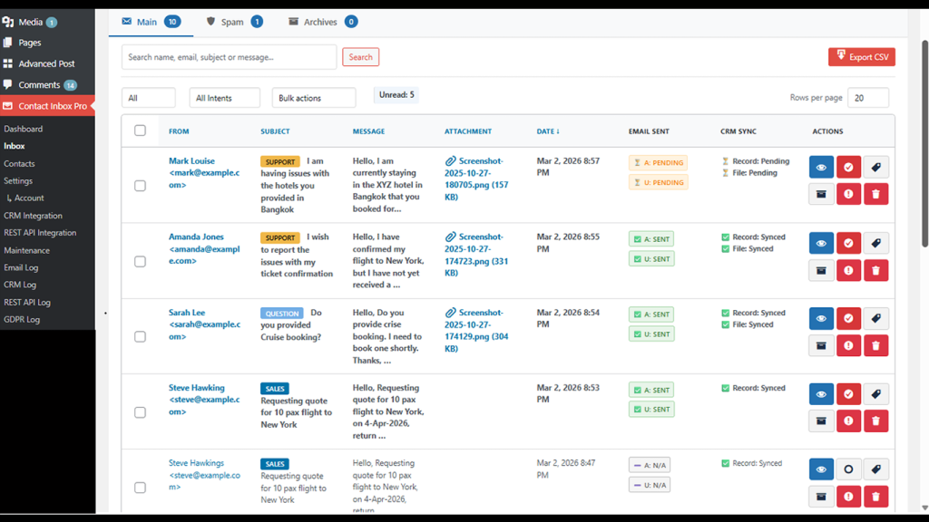 Contact Us Messages Inbox Contact Us Messages Inbox