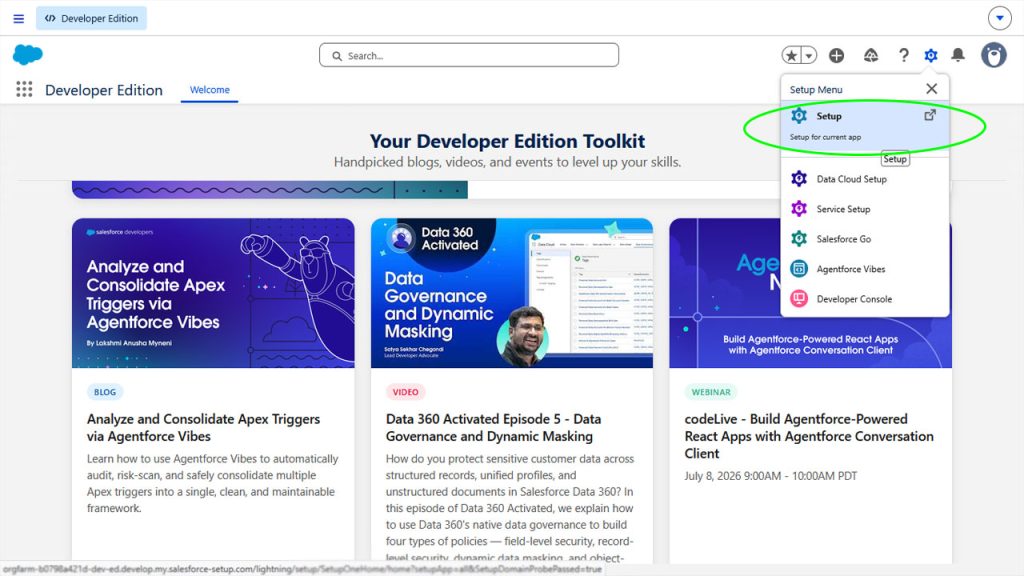 Salesforce setup menu with External Client App Manager search